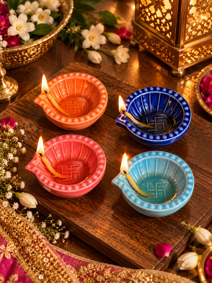 Rangoli Diya – (Set of 5 Assorted)
