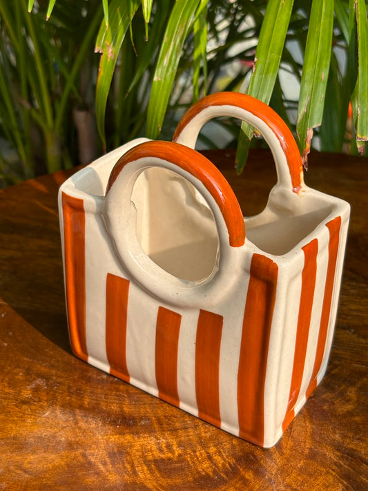 Brown Stripe Cutlery Holder