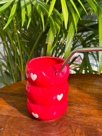 Red Blush Heart Sipper