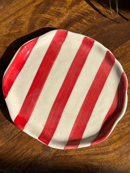 Red Candy Swirl Snack Plate (Set of 2)