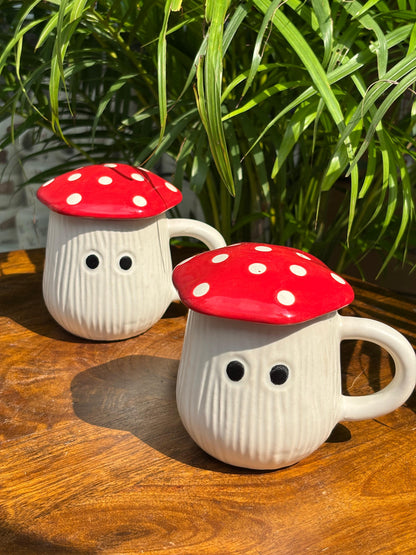 Red Mushroom Magic Coffee Mug with Lid
