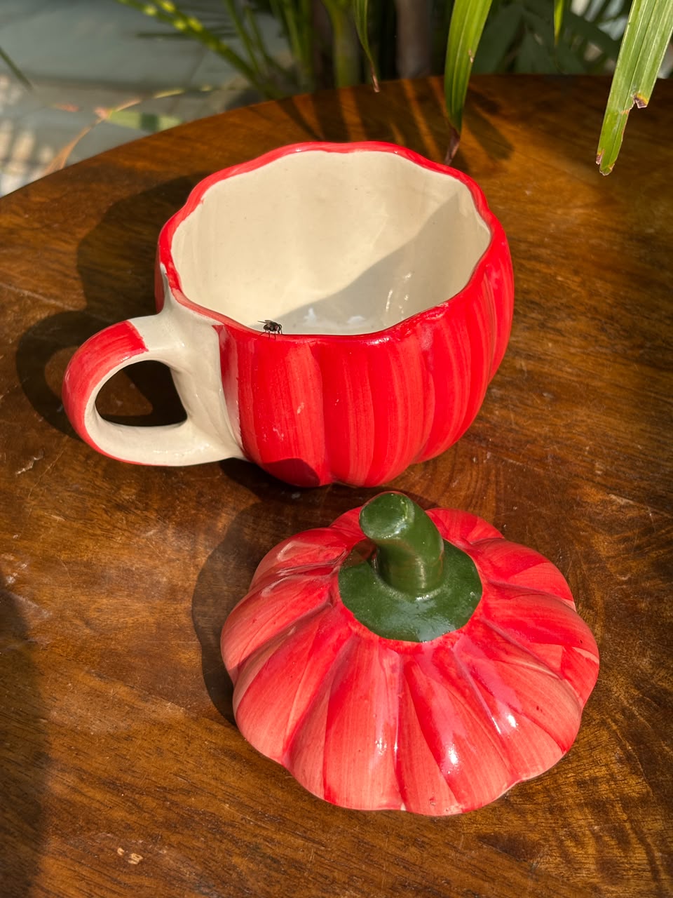 Red Pumpkin Mug with Lid