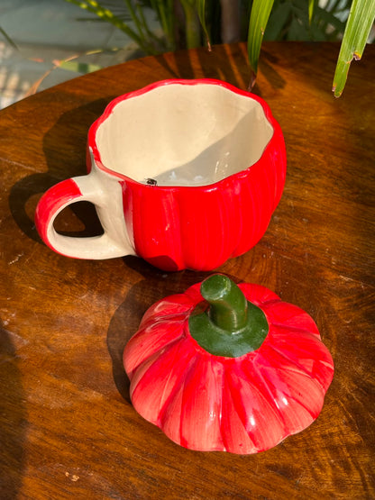 Red Pumpkin Mug with Lid