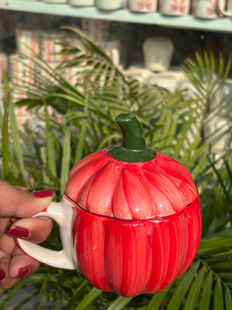 Red Pumpkin Mug with Lid