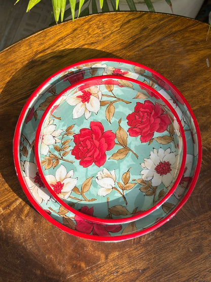 Riviera Rose Round Wooden Tray & Platter Set (Set of 2)