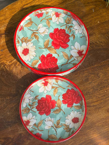 Riviera Rose Round Wooden Tray & Platter Set (Set of 2)