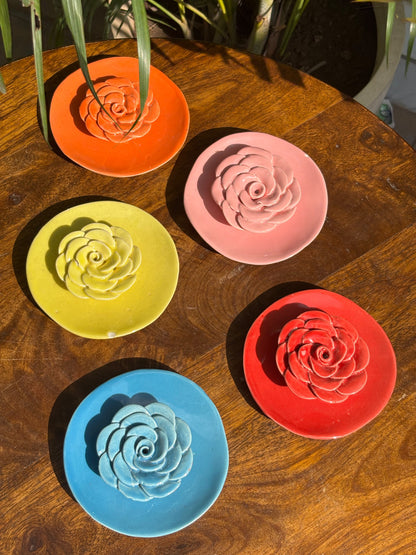 Rose Bloom Incense Holder – Set of 4 Assorted Color