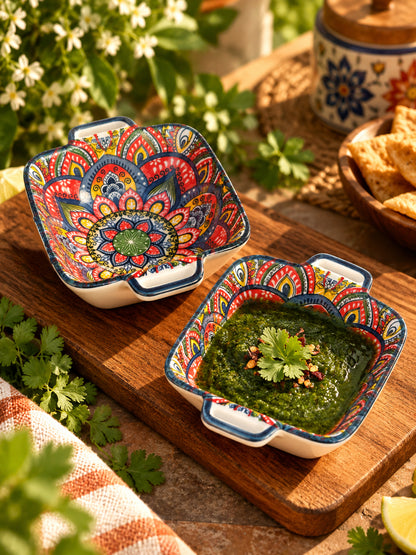 Royal Blue Mandala Dip Bowls (Set of 2)
