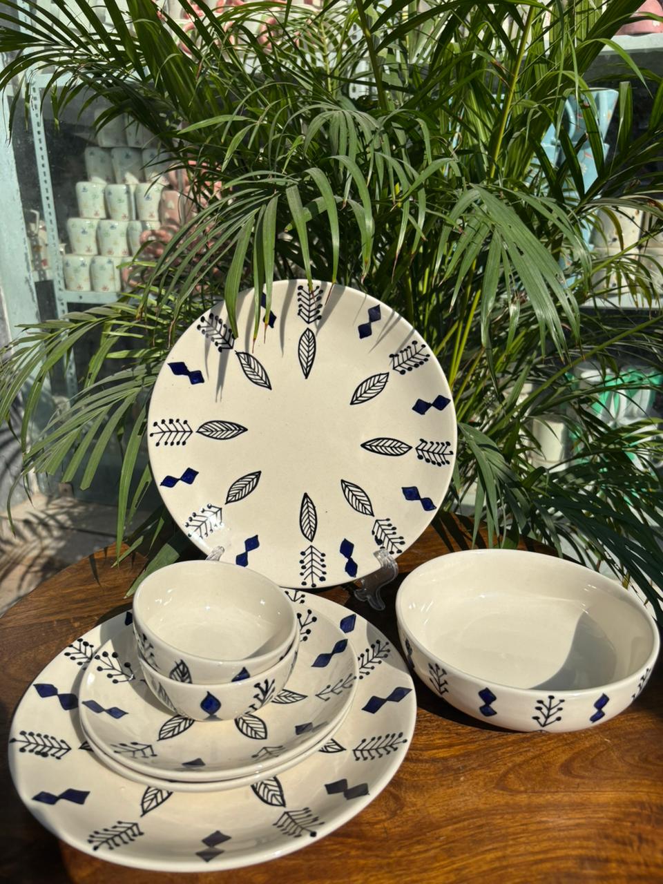 Royal Indigo Handcrafted Premium Dinner Set (Set of 7)