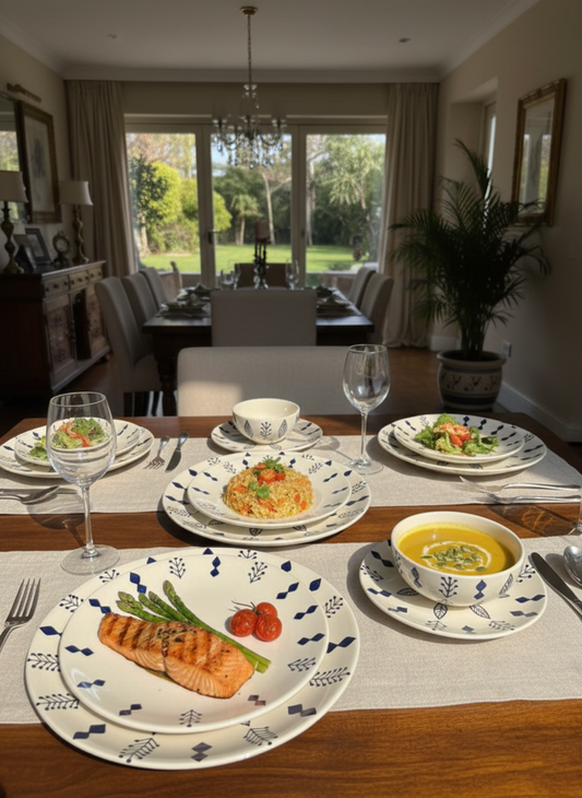 Royal Indigo Handcrafted Premium Dinner Set (Set of 7)