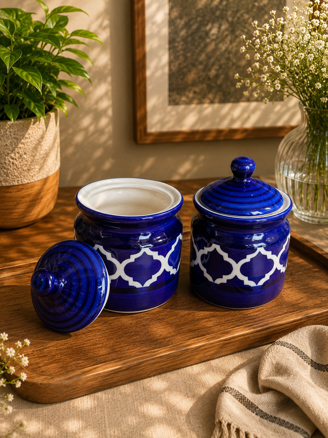 Royal Indigo Pickle/Spice Jars (Set of 2)
