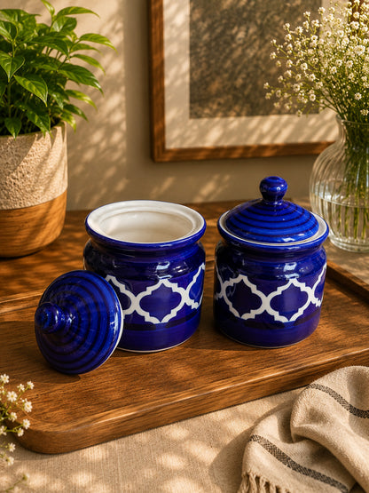 Royal Indigo Pickle/Spice Jars (Set of 2)