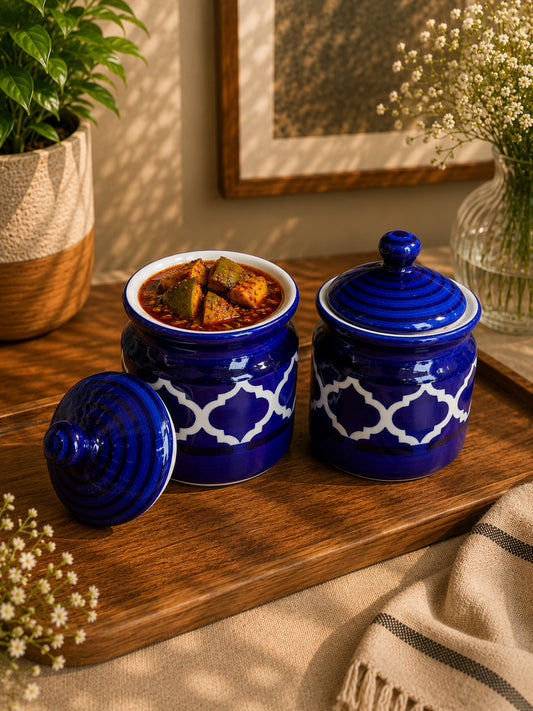 Royal Indigo Pickle/Spice Jars (Set of 2)