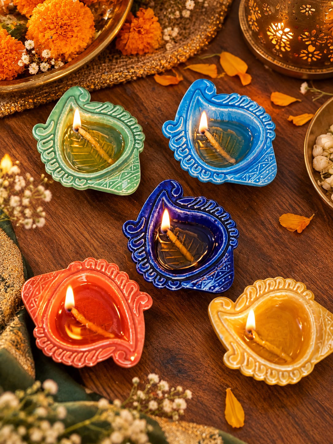 Royal Paisley Diyas (Set of 5 Assorted)