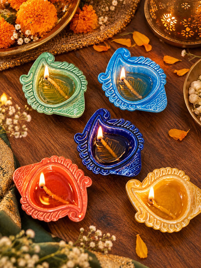 Royal Paisley Diyas (Set of 5 Assorted)