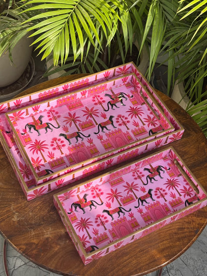 Royal Panther Wooden Tray Set (Set of 3)