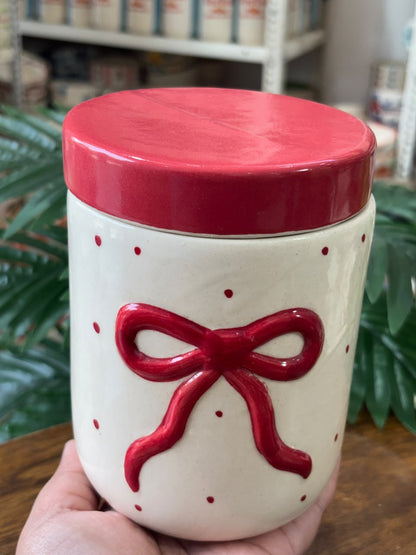 Ruby Bow Ceramic Jar