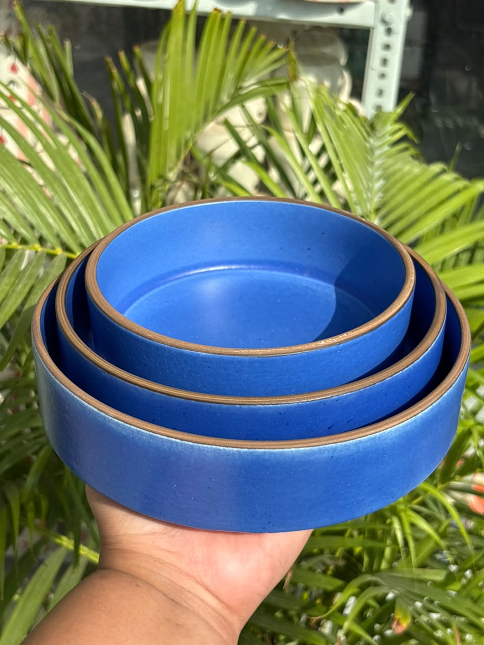 Santorini Blue Serving Bowl Set (Set of 3)