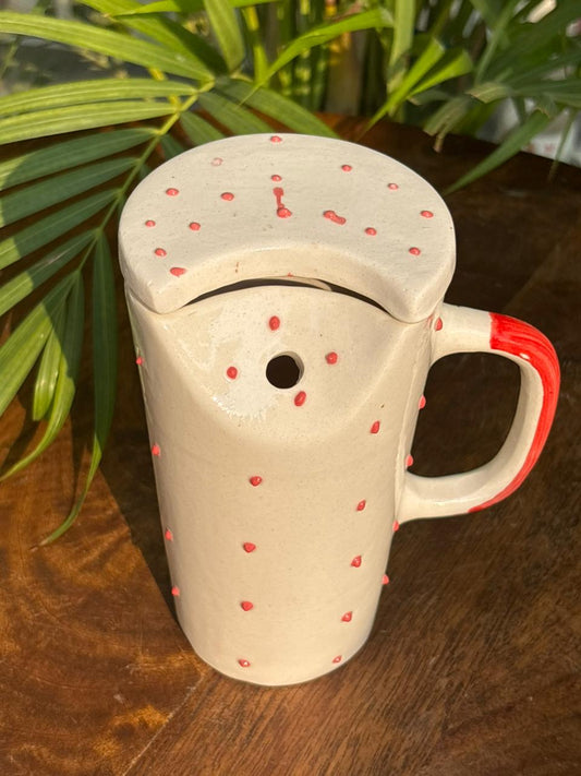 Scarlet Sprinkle Ceramic Sipper with Lid