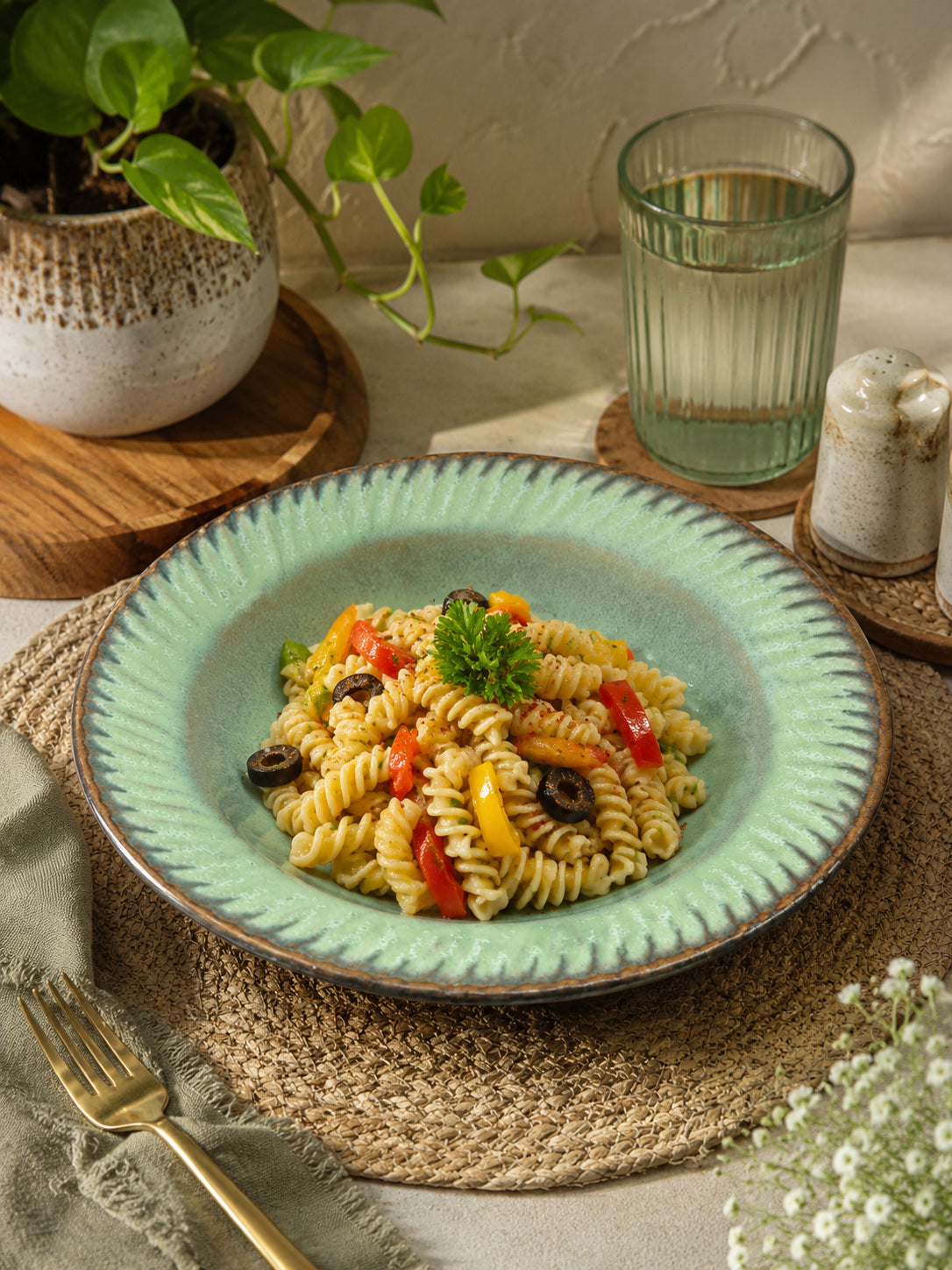 Sea Green Pasta Plates (Set of 2) (7 Inc.)