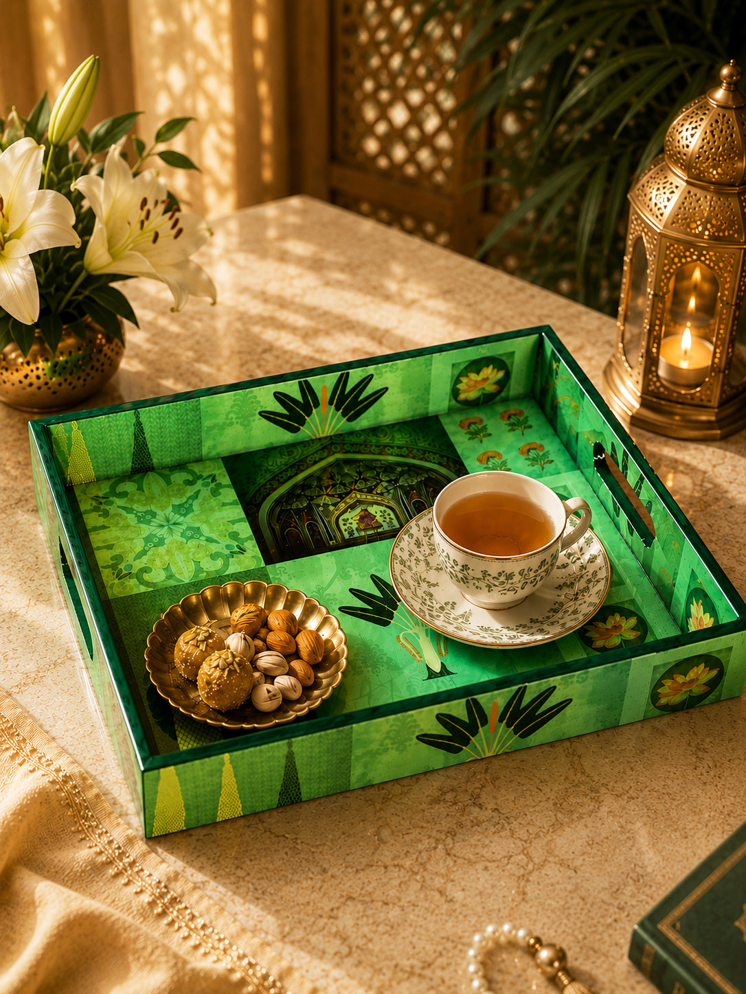 Sheesh Mahal Emerald Tray