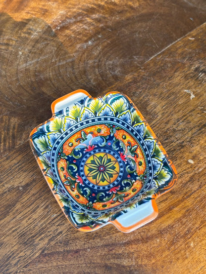 Sunset Orange Mandala Dip Bowls Set (Set of 2)