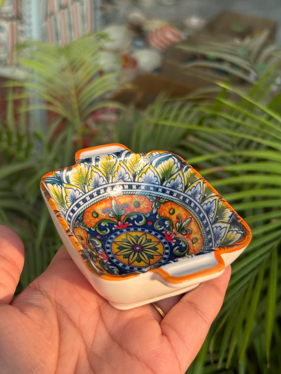 Sunset Orange Mandala Dip Bowls Set (Set of 2)