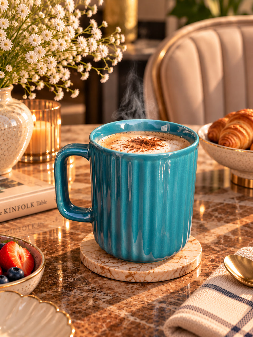 Teal Luxe Ribbed Mug