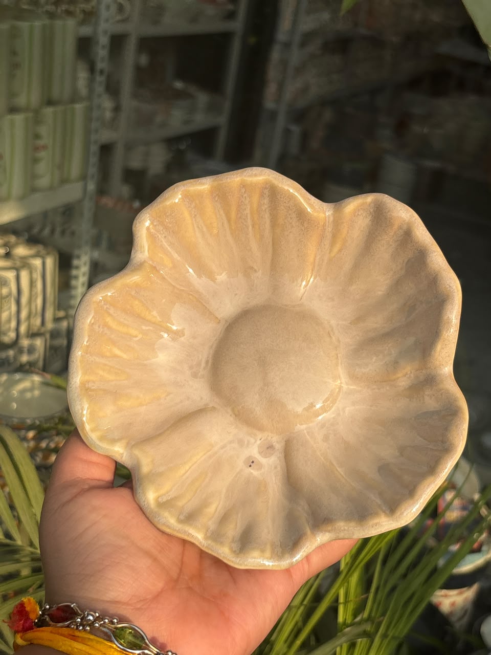 Vanilla Bloom Ceramic Snack Plate – Set of 2