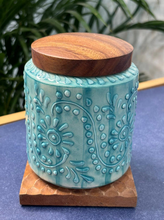 Waterlily Blue Storage Jar