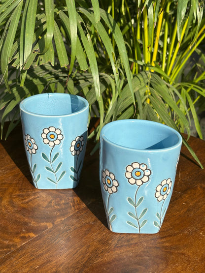 Bloom Blue Glasses & Jar Combo Set (Set of 3)
