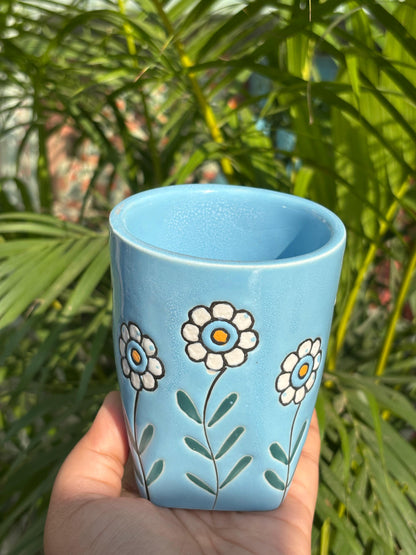 Bloom Blue Candle Jar/ Water Glass