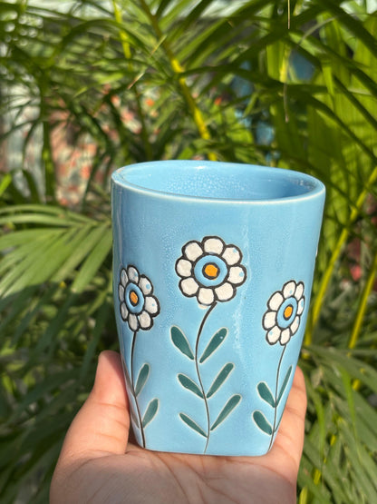 Bloom Blue Candle Jar/ Water Glass