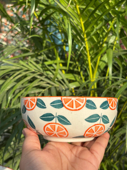 Orange Print Snack Bowl