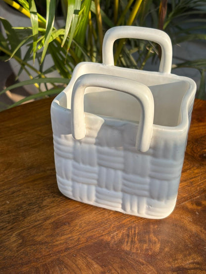 White Woven Grace Basket Cutlery Holder/Vase