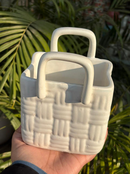 White Woven Grace Basket Cutlery Holder/Vase