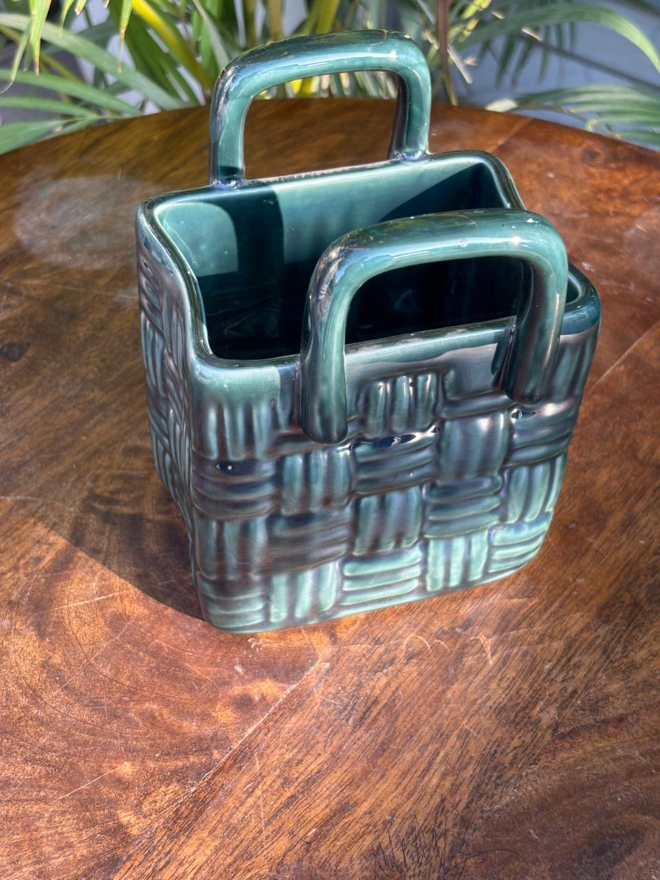 Green Woven Grace Basket Cutlery Holder/Vase