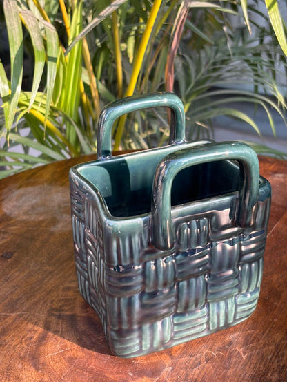 Green Woven Grace Basket Cutlery Holder/Vase