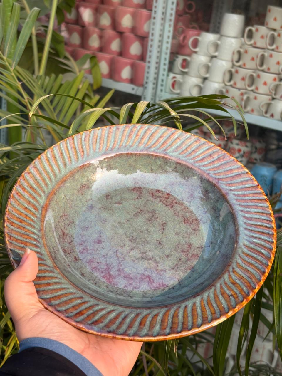 Verdant Clay Artisan Pasta Plate (Set of 2)