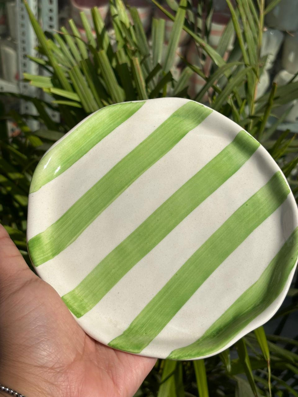 Light Green Candy Swirl Snack Plate (Set of 2)