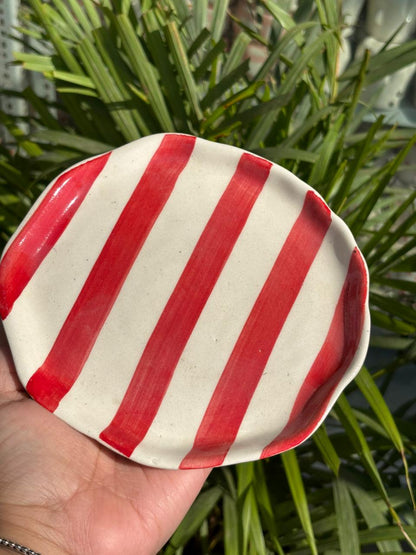 Red Candy Swirl Snack Plate (Set of 2)