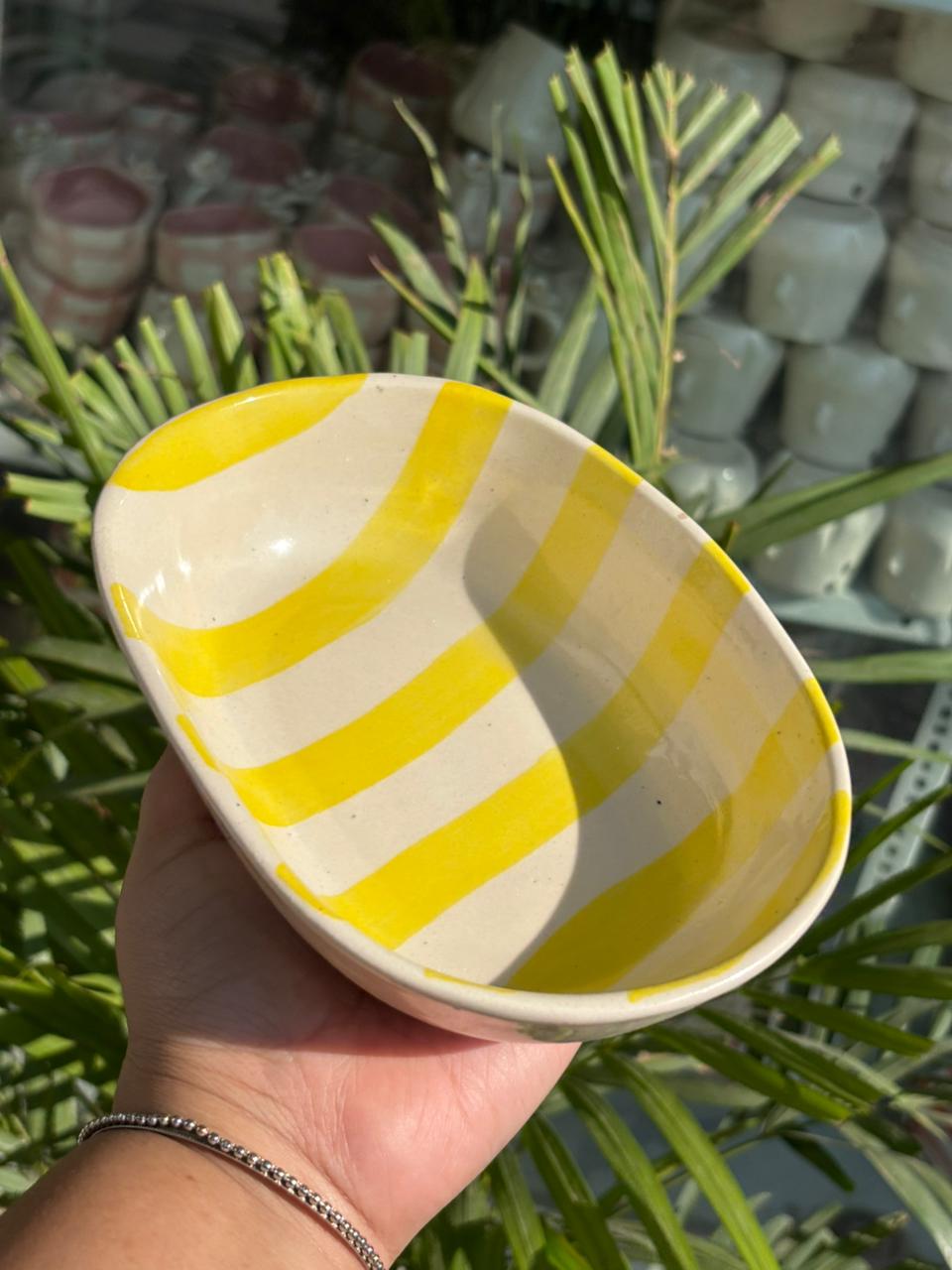 Yellow Candy Swirl Snack Bowl