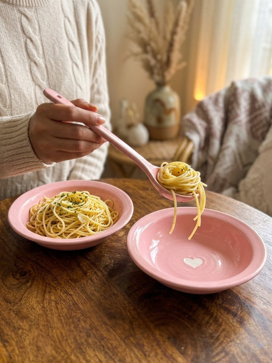 Pink Heart Pasta Plates Set of 2 (7inc)