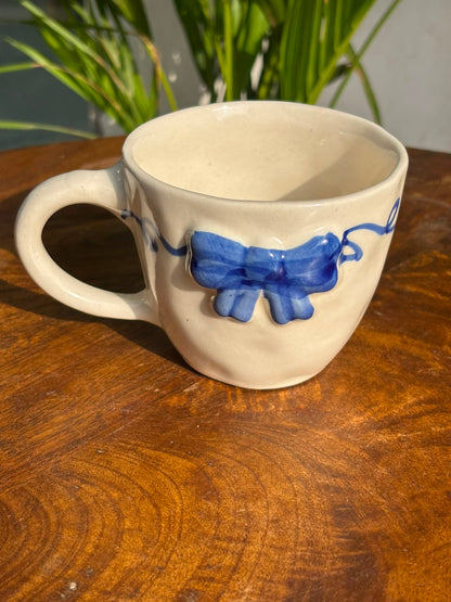 Blue Ribbon Swirl Ceramic Mug