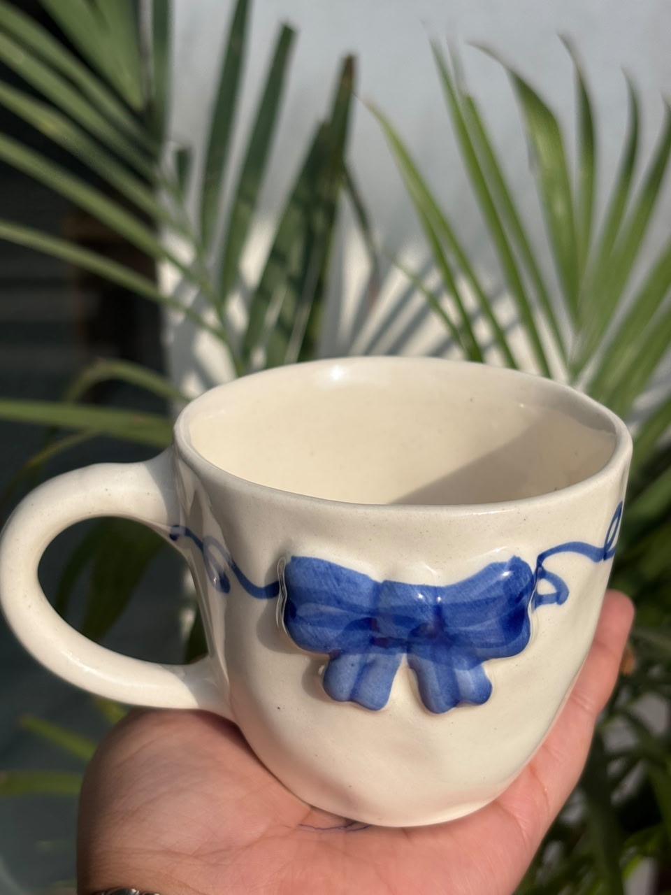 Blue Ribbon Swirl Ceramic Mug