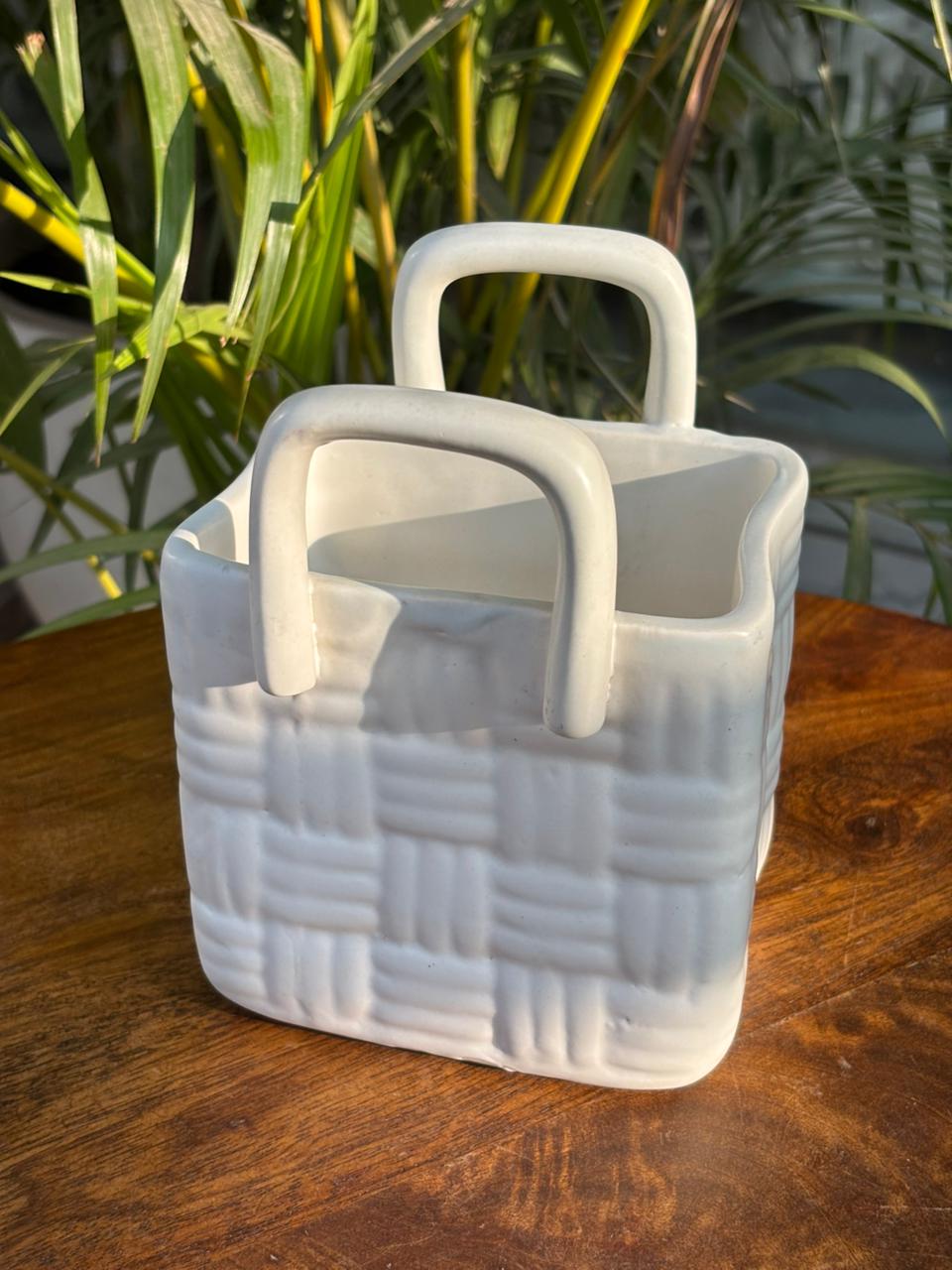 White Woven Grace Basket Cutlery Holder/Vase