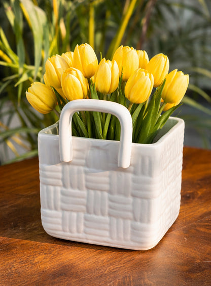 White Woven Grace Basket Cutlery Holder/Vase