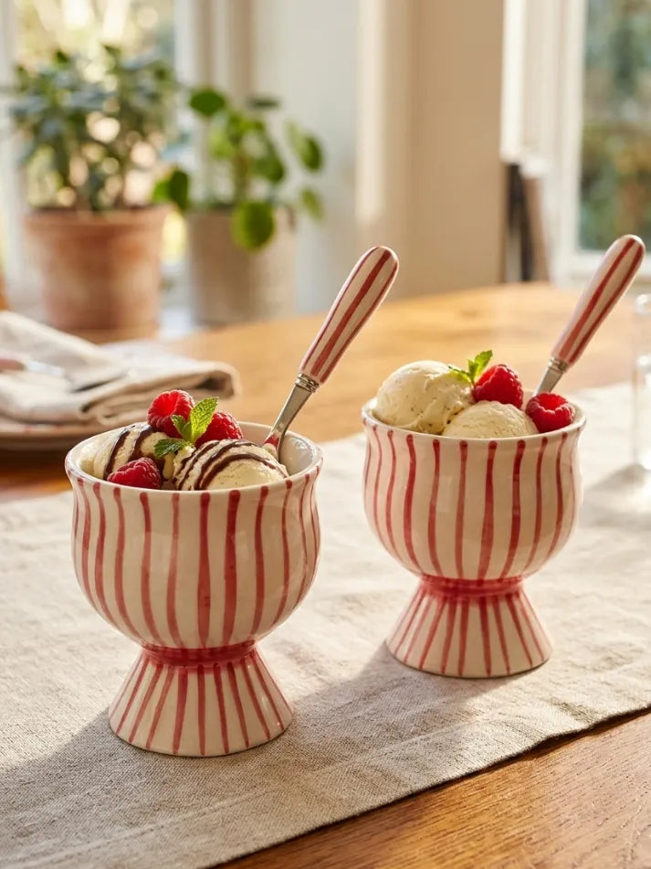 Red Lines Ice Cream Cups (Set of 2)